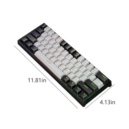 60% Percent Keyboard with Detachable USB-C Small Mechanical Gaming Keyboard Portable 61 Keys Wired Keyboards with Variety RGB Backlit Waterproof White Gaming Keyboards Mini for Pc 11.81x4.13x1.38in