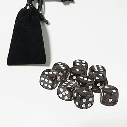 10PCS Polyhedral Dice - D6 Acrylic Dice (16mm) for RPG, MTG, DND, Table Games (Transparent Black) - color: Transparent Black