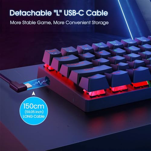 60% Wired Mechanical Gaming Keyboard with Blue Switches, LED Backlit | 61 Keys Ultra-Compact Mini Portable Office Keyboard for PC/Mac/Xbox, 18 LED Backlight, Easy to Carry On Trip, Black - color: Premium Black