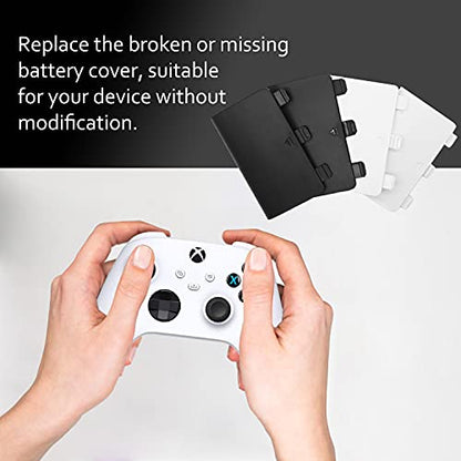 KELIFANG Replacement Battery Cover Door Compatible with Xbox Series X, Xbox Series S Controller (2020), Battery Back Shell Repair Part Compatible with Xbox Wireless Controller (Black, White) - color: Black+White