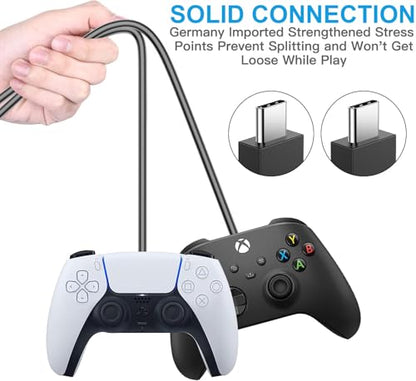 PS5 Controller Charger – 2 Pack 5FT OEM Original 3A Fast Charging Cable USB C to USB C Data Cord Wire Accessories for Playstation 5 DualSense, Xbox Series S X Core, Elite Series 2, Switch Controller