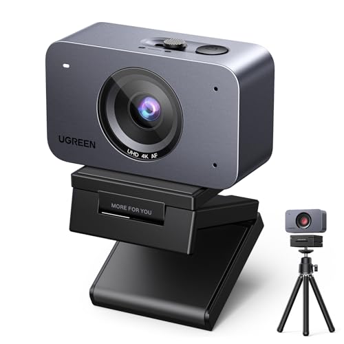 UGREEN FineCam 4K Webcam for PC/Mac, 1080P 60FPS with 1/2.55" CMOS Sensor, Auto Focus, Dual AI Noise-canceling Mics, Portrait Mode for Live Streaming, Conference, OBS, Zoom, Teams, with Privacy Cover