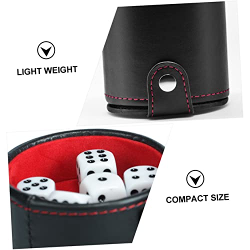 1Set Leather Dice Cup Professional Dice Container with Double Layer Lids Storage Compartment Includes Shaking Cup Dice for Family Games