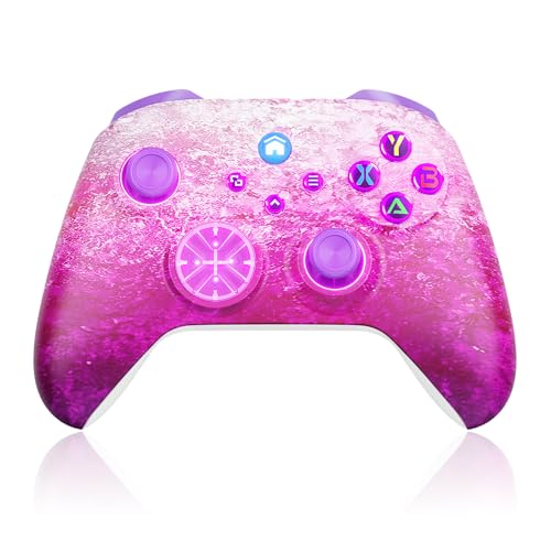 Xexvyrin RGB Wireless for X-Box Controller, Compatible with X-Box One X|S, Series PC, Special Edition Custom Controller 6-Axis Motion Control/3.5mm Audio Jack/Dual Vibration/Macro Function/Turbo（pink） - color: pink