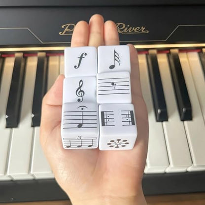 6Pcs Fun Five-Line Staff Music Note Dice, Large 25mm Music Theory Dice, Includes 36 Beginner-Level Staff Patterns for Theory Learning - color: Music Dice-6 Pcs