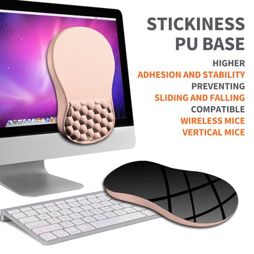 Ergonomic Joint Wrist Support Mouse Pad with Memory Foam Cushion Massage Bump, Carpal Tunnel Pain Relief Mousepad Slope Design for Wrist Rest, 11.8x7.9 in, Rose Pink - color: Rose Pink