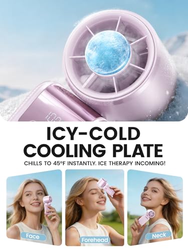 Portable Mini Handheld Fan, Small Hand Fan with Ice Cooler, 100 Speeds, 11Hrs Cooling Time, 20000 RPM Turbo Hand Held Fan for Travel, Outdoor, Beach & Makeup Purple - color: Purple