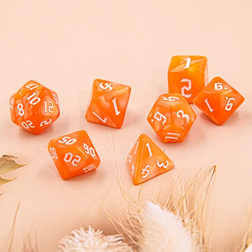 DND Dice Set RPG Polyhedral Dice Fit Dungeons and Dragons(D&D) Pathfinder (Orange) - color: Orange