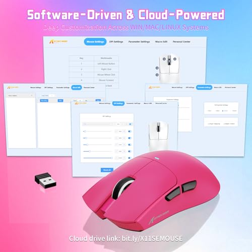 ATTACK SHARK X11SE Wireless Gaming Mouse, 59g Lightweight, Magenta | Bluetooth/2.4Ghz Wireless/Wired Connectivity, 22K DPI, PixArt PAW3311 Gaming Sensor, 1K Polling Gamer Mice for PC/Mac - color: Magenta