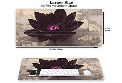MTG Playmat, Game Play Mat for MTG TCG 24 x 14 inches Trading Card Inked Game Playmats with Storage Bag Smooth Rubber Surface Battle - color: Black Lotus With Zones2