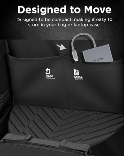 Lenovo USB-C 4 in 1 Travel Hub Block with Integrated Cable, 1x HDMI 4K @ 60Hz, 2X USB-A 3.2, 1x 3.5mm Combo, Luna Grey – Portable, Compact, High-Speed Connectivity Laptops PC Gaming Console Charging