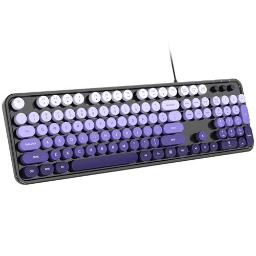 Dilter Wired Computer Keyboard, 104 Keys Full Size Typewriter Keyboards with Number Pad, USB Plug and Play Keyboard for Windows 7 8 10 11, PC, Laptop, Desktop (Black Purple) - color: Black Purple