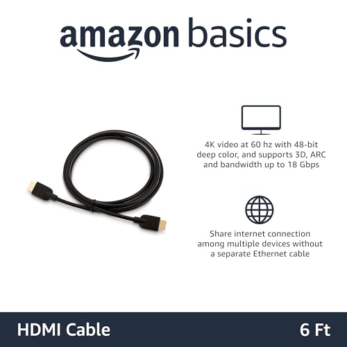 Amazon Basics High-Speed 4K Ultra HD HDMI 2.0 Cable for Blu-ray, 6 feet, 24-Pack, 18 Gbps, 60 Hz, 2160p, Male-to-Male, Ethernet Ready, 3D, Black - size: 6 Feet