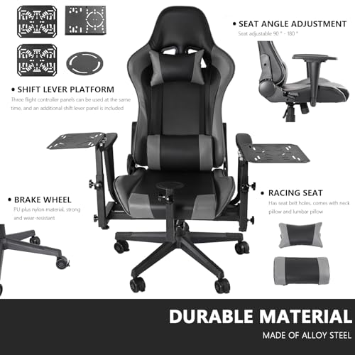 Anman Removable Flight Simulator Cockpit with Racing Seat Compatible with Logitech G25 G27 G920 G923,for Thrustmaster T300RS TX A10C Metal Warthog Gear,for Fanatec,Detachable Simulation Stand