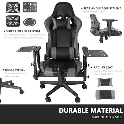 Anman Removable Flight Simulator Cockpit with Racing Seat Compatible with Logitech G25 G27 G920 G923,for Thrustmaster T300RS TX A10C Metal Warthog Gear,for Fanatec,Detachable Simulation Stand