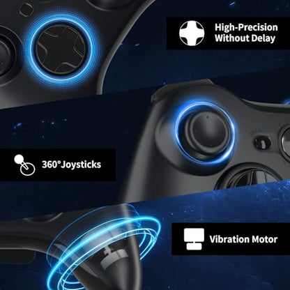 Zamia 2 Pack Wired Controller for Xbox 360, Compatible with xbox 360/PC Windows 10/8/7, with Upgraded Joystick, Double Vibration, 2.5mm headphone Jack