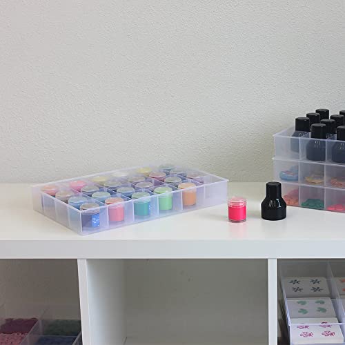 2 Pack Fixed 24 Grids Clear Plastic Organizer Sorting Tray and Transparent Storage Divider Box Container Case for Hardware, Craft, Sewing Kit,Office Supplies, Small Parts - size: Fixed 24 Grids
