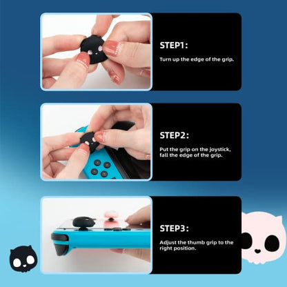 GeekShare Cute Silicone Joycon Thumb Grip Caps, Joystick Cover Compatible with Nintendo Switch / OLED / Switch Lite,4PCS -- Skull (Black & White) - color: Black & White