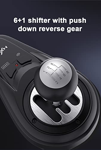 PXN A7 Gear Shifter - PC USB Simulator Shifter with Handbrake Button and Shift Button for High & Low Gear Universal 6+1 Shifter Includes DIN-USB, DIN-RJ11, DIN-DIN cables Shifter Compatible V10 V12 Lite Racing Wheels for PC