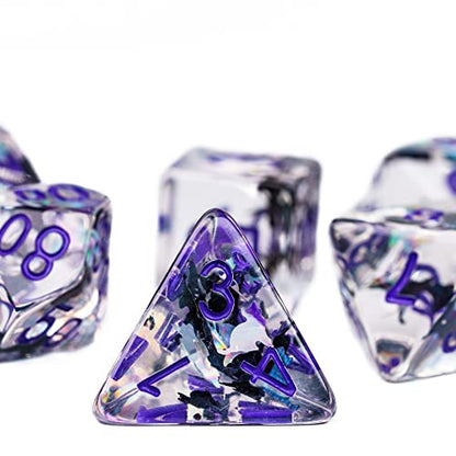 Cusdie 7-Die DND Dice, Polyhedral Dice Set Transparent D&D Dice Filled with Glitter Foil Animals for D&D RPGs Role Playing Table Games(Black and White Cat) - color: Black and White Cat