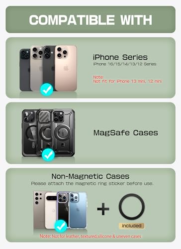 SUPCASE for MagSafe Wallet with Stand, Magnetic Wallet for Men Women, [Hold 6 Cards] [RFID Blocking] [Strong Magnetic Lock] Phone Stand Card Holder for iPhone 17/16/15/14/13/12 Series, Battle Green - color: Battle Green