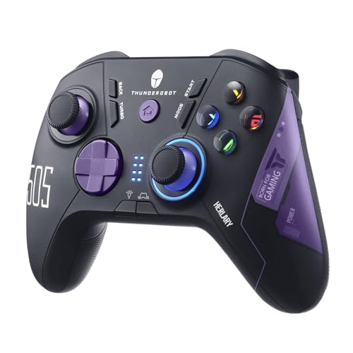 Thunderobot G50S Wireless Gaming Controller 1000Hz Ultra-Low Latency Bluetooth Controller for PC/Switch/Android with Hall Effect Joysticks & Triggers, Gyroscope, and 6 Programmable Buttons [video game] - color: Black, size: G50S