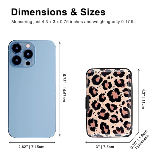 Credit Card Holder, Metal Card Wallet RFID Blocking Mini Slim Aluminum Business Hard Card Case for Women Men (Leopard Skin Print) - color: Leopard Skin Print