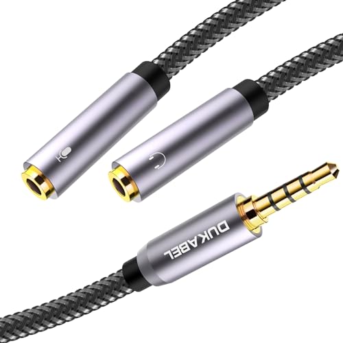 Long Headsets Splitter Adapter, Mic and Audio Y Cable - 4 Feet/1.2m | Separate Headphone and Microphone, 24K Gold-Plated Connector, Compatible with PS5, Xbox One Controller, Smartphone, PC - size: 120 cm