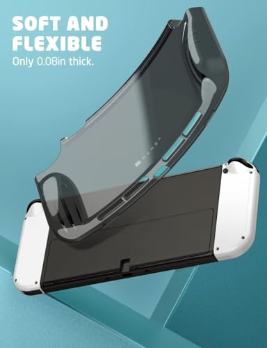 Mumba Case for Nintendo Switch OLED 2021, [Thunderbolt Series] Protective Clear Cover with TPU Grip Compatible with Nintendo New Switch OLED 7 Inch Console and Joy-Con Controller (FrostBlack) - color: FrostBlack