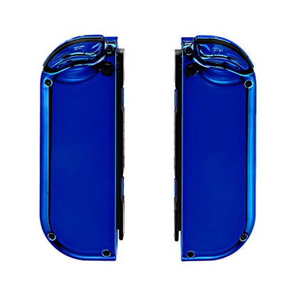 eXtremeRate DIY Replacement Shell Buttons for Nintendo Switch & Switch OLED, Chrome Blue Custom Housing Case with Full Set Button for Joycon Handheld Controller - Console Shell NOT Included - color: Chrome Blue