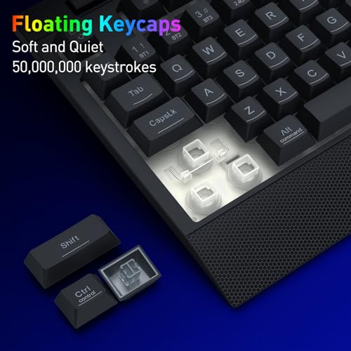 Redragon K525 PRO RGB 3-Mode Wireless Membrane Gaming Keyboard with Multimedia Keys, Linear Mechanical-Feel Switch, 4 Extra On-Board Macro Keys, Dedicated Media Control, Ergonomic Wrist Rest - color: Black, size: 104 Keys Lite Wireless