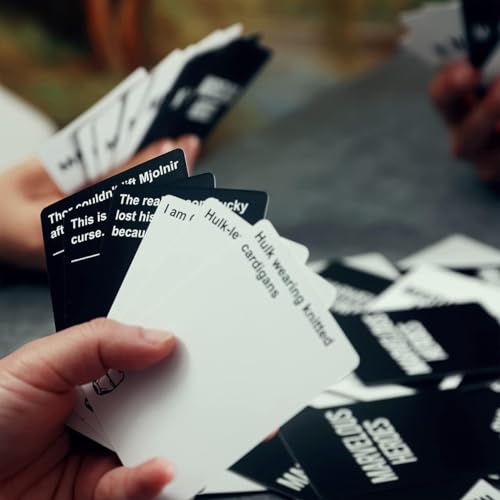 Super Heroes Card Games for Adults and Family, Party Games for Game Night | Game rules printed on box side to prevent loss, 17+ adult board game, convenient storage