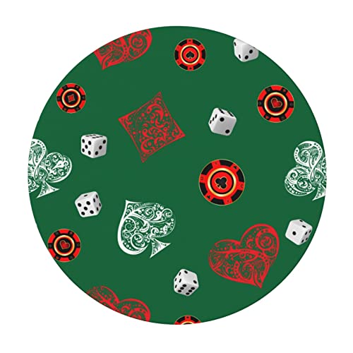 Game Card Round Tablecloth Elastic Fitted Table Cover Washable Elastic Edge Tablecloths for Kitchen Dining Party Fitted Table 40-44 inch - color: Game Card S, size: 40" (Round)