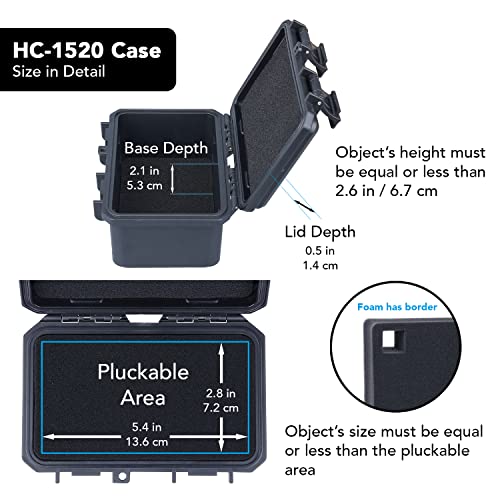 Lykus HC-1520 Mini Hard Case Dry Box with Foam Insert, Interior Size 5.8x3.3x2.7 in, IP66 Splash-Proof, Suitable for Cellphones, Tools, Small Devices and More - style: Int. Size: 5.8x3.3x2.7 in