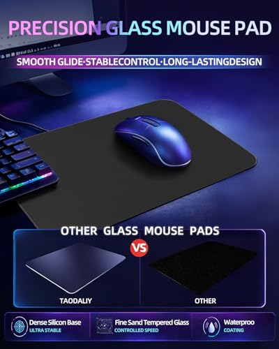Large Glass Gaming Mouse Pad, 19.3 x 16.5 Inch FPS Tempered Glass | 3mm Tempered Glass Mouse Pad with Consistent Tracking, Sweat Resistant Surface, Smooth Speed & Control for FPS - color: Black, size: 19.29" x 16.53"
