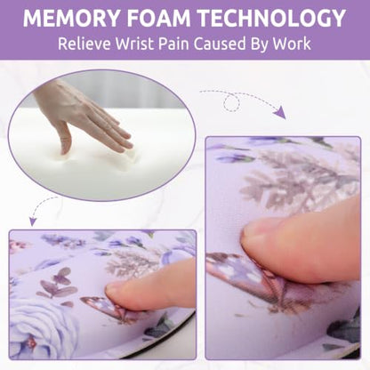 KONVINIT Ergonomic Mouse Pad with Wrist Rest, Small Mousepad with Non-Slip Rubber Base and Smooth Surface, Purple Mouse Pads for Desk, Office Desk Accessories - color: Purple