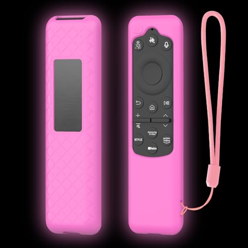 LEFXMOPHY Cover for Samsung TM2560E BN59-01480L Remote Compatible with BN59-01432J BN59-01432A BN59-01432 2023 Smart TV Solar Panel Remote, Silicone Protective Case Glow in Dark - Pink - color: PINK, size: 1-PACK