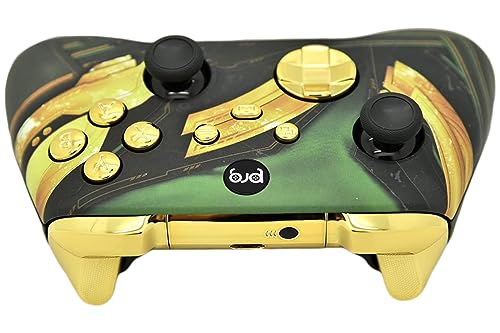 Hand Airbrushed Fade Custom Controller Compatible with Xbox Series X/S & Xbox One (Series X/S Green Armor W/Gold Chrome Inserts) - color: Series X/S Green Armor W/Inserts