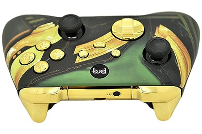 Hand Airbrushed Fade Custom Controller Compatible with Xbox Series X/S & Xbox One (Series X/S Green Armor W/Gold Chrome Inserts) - color: Series X/S Green Armor W/Inserts