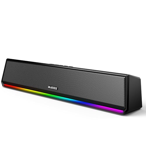 Bluedee Computer Speakers for Desktop PC, Bluetooth & USB PC Sound Bar RGB | USB-A/C Audio and Power, 10W PC Speakers, Wired Plug-and-Play, Desktop Speakers for PC, Laptops, Tablet