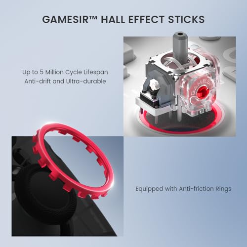 GameSir Super Nova Wireless Gaming Controller for PC/Switch/Switch 2/iOS/Android, 1000Hz Polling Rate, Hall Effect Stick & Trigger, Rubberized Grips, RGB Lighting, 1000mAh - Red - color: Red