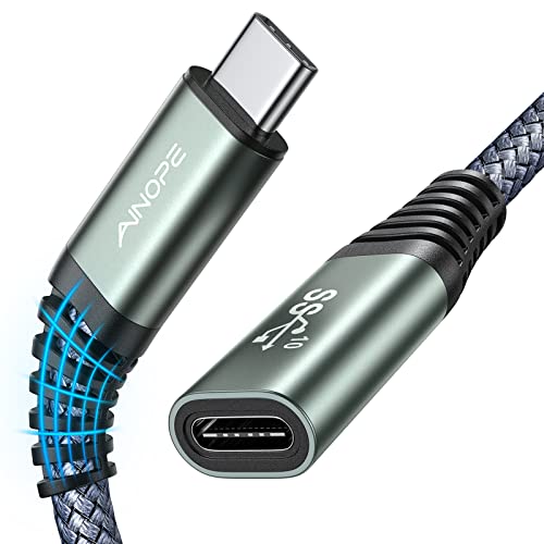 AINOPE USB C Extension Cable, 20Gbps/USB3.2 Fast Transfer USB Type C Extender 240W Charging Compatible with iPhone 16 pro max/PSVR2/USB C Hub/MacBook Air M2 Pro/iPad/Magsafe Charger,1.5FT,Grey - color: Grey, size: 1.5FT