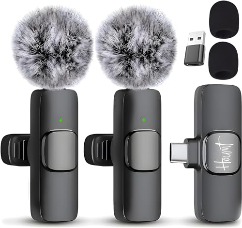 Wireless Microphone for iPhone 15 USB-C Compatible with Samsung s24 & iPhone 15 Series - Wireless Lavalier Microphone for Android - USB C Microphone for Video Recording and Tiktok (2 in 1)