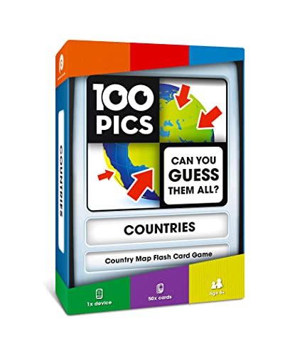 100 PICS Countries of The World Travel Game - Learn 100 Countries | Flash Cards with Slide Reveal Case | Geography Card Game, Gift, Stocking Stuffer | for Kids and Adults | Ages 6+ - style: Countries