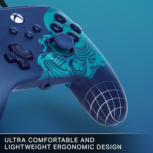 PowerA Advantage Wired Controller for Xbox Series X|S - Blue Wave, gamepad, hall effect thumbsticks, gaming controller, USB-C, Works with Xbox One, Officially Licensed - style: Blue Wave