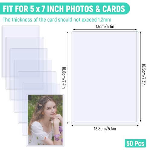 50ct 5x7 Toploaders - Clear Rigid Photo Protectors Durable Card Protectors for Trading Cards, Photos & Collectibles, Hard Plastic Sleeves, Fits 5x7 Inch Sheets