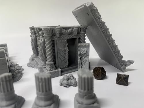 Hautico Middle Ages Mausoleum Ruins Scene with Graveyard and Treasury Ruin for 18-28mm Miniatures Wargame, DND, 3D Printed and Paintable