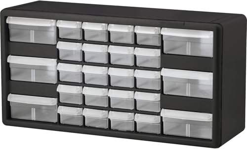 Akro-Mils 26-Drawer Plastic Drawer Storage Cabinet for Garage Organization, Bead Organizer, Building Bricks Storage, Teacher Toolbox, Makeup Organizer, 20" W x 6" D x 10" H, 10126 Black - color: Black, size: 26 Drawer, style: 1 Pack