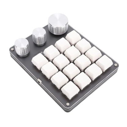 Macro Pad, Macro Keyboard, Programmable Keypad Customized, 16 Key Mini Mechanical Gaming Keyboard, One Handed, Wired for W OS X (White) - color: White