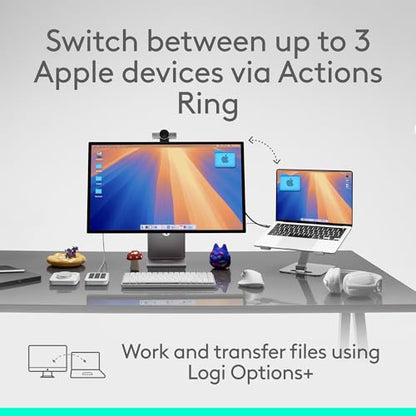 Logitech MX Master 4 for Mac, Ergonomic Bluetooth Mouse with Advanced Performance Haptic Feedback, Ultra-Fast Scrolling, USB-C Charging, MacOS, iPadOS, Windows - White Silver - color: White Silver